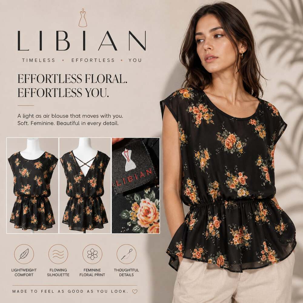 Libian Floral Chiffon Blouse Size XL